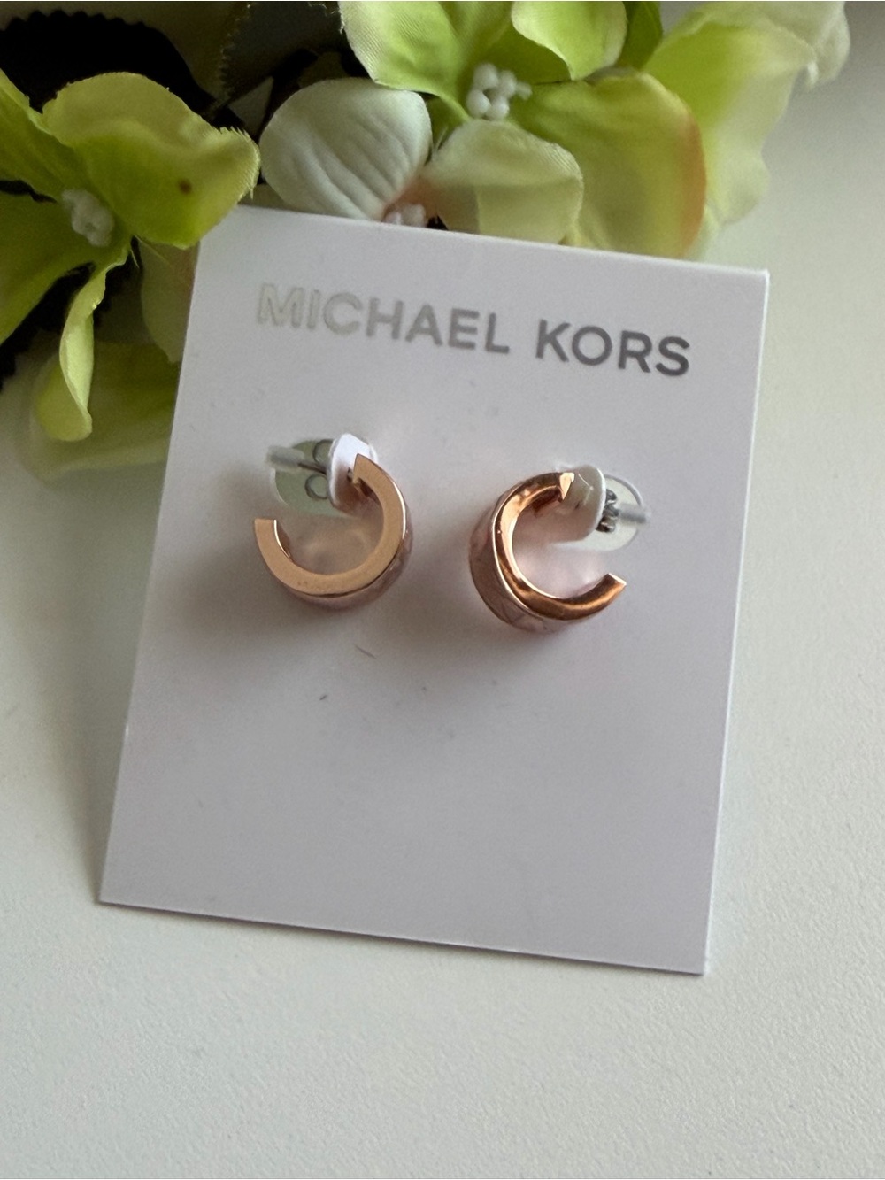 Michael Kors Rose Gold Crescent C-Stud Earrings